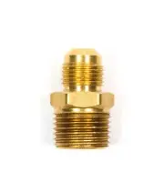 PHA34M: 3/8 Male Flare x 3/4 Male Pipe - Brass Propane Hose Adapter Ends