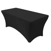 Rectangle Tablecloth Spandex Table Cover Stretch Cloth Home Wedding - Black