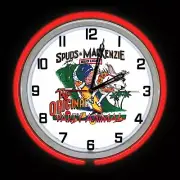 Budweiser Spuds Mackenzie Beer Sign Double Red Neon Clock Man Cave Garage 19"