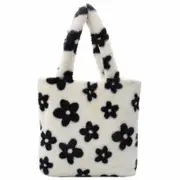 Nevenka Women Plush Flower Underarm Bag Hand Bag Soft Double Straps Shoulder Bag-Flowers-S