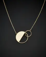 14K Italian Gold Double Circle Geometric Necklace