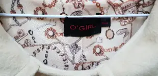 二手 OGIRL 氣質 翻領大衣外套 內裡花色 淡粉色