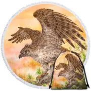 Wild Life Animal Art Powerful Hawk Round Beach Towel