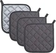 Pot Holders Cotton Made Machine Washable Heat Resistant Potholder, Pot Holder, Hot Pads, Trivet for Cooking and Baking (4, Dark Grey)