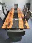 Black Epoxy Meeting Table Top with Acacia Wooden Console Bar Desk Hotel Decors