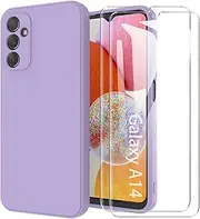 [MOONESS] Compatible with Samsung Galaxy A14 4G / 5G Case, Mobile Phone Case for Samsung Galaxy A14 4G / 5G with 2 Protective Films, Liquid Silicone TPU Protective Case, Thin Back Cover - Purple