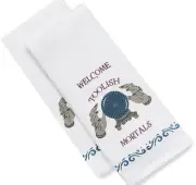 2pk Kitchen Towels Welcome Foolish Mortals Crystal Ball Fortune Teller Towels