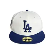 New Era Fiited 59Fifty Los Angeles Dodgers Cream Off White Royal Blue Hat