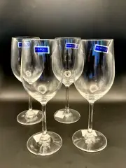 Set of 4 Waterford Marquis Tulip 9" Tall Crystal Clear Wine Glasses Signed NWT!!