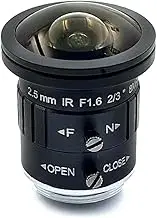 2.5mm 4K 8MP 2/3 Inch F1.6 IR Fisheye Wide Angle View C-S Mount Mono- CCTV Lens Auto Iris 8 Megapixel for 4K Camera