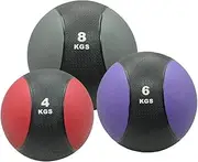 4kg + 6kg + 8kg Commercial Rubber Medicine Ball Set / Gym Fitness Exercise Ball