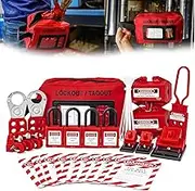 Personal Electrical Lockout Tagout Kit- 26 Pack Safety Lock Set,includes Canvas Carrying Pouch,Safety Padlocks, Group Lockout Hasps,Breaker and Plug Lockout Devices,tagout Tags (BD-ZTI-KIT2)