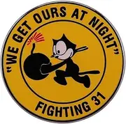 [Pinstant] We Get Ours At Night Fighting 31 VFA-31 Strike Fighter Squadron 31 Tomcatters Bomb Felix the Cat Classic Black White Cartoon 1.05" Enamel Pin Badge, 1.05 Inches, Enamel, enamel