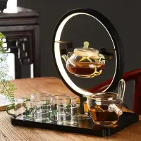 在飛比找Yahoo!奇摩拍賣優惠-玻璃茶具組 玻璃茶壺 懶人茶具  家用 茶壺 茶杯 茶盤 茶