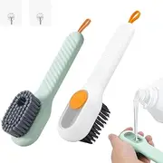[GDOKKNY] Shoe Brush 2Pcs Shoe Cleaning Brushes with Liquid Cleaner Dispenser Trainer Football Boot Buddy Scrubbing Brush with Handle Soft Bristle Brush for Shoes Clothes Bathroom