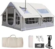 Inflatable Tent House,10㎡ Inflatable Camping Tent with Electric Pump,Waterproof Outdoor Oxford Tents,4 Season Air Tent with Mesh Windows & Large Vestibule,for 6-8 Person