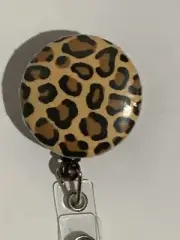 retractable id badge holder Leopard Print