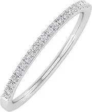 [FINEROCK] 1/10 Carat Diamond Semi-Eternity Wedding Band Ring in 14K Gold