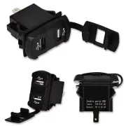 Car Charger Dual USB Port Phone Socket Adapter Quick Charge Red LED Voltmeter