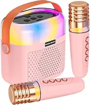 Portable Karaoke Machine - Karaoke Machine for Kids, 1200mah Karaoke Machine for Singing, 2 Wireless Microphones Blue-Tooth Speaker Kids Toys Home Family Singing Children Gfts for Christmas Halloween