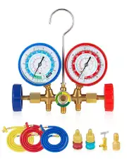 Automotive AC Gauge Set for R134A R12 R22 R502, 3 Way AC Manifold Gauge Set wit