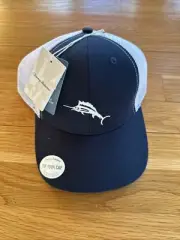 New TOMMY BAHAMA “Tip Your Cap” Embroidered Marlin Hat Mens Golf White/Navy