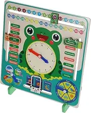 LRXIYODE Educational Tool Frog Clock Calendar Boys and Girls Learning Clock Time and Date Educational Tool for Preschool