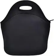 Insulated Neoprene Lunch Bag Gourmet Tote Cooler Warm Pouch for School Work Office (Black)