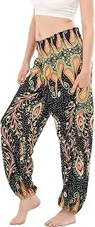 [AINIKO] Women Boho Palazzo Pants High Waist Wide Leg Casual Lounge Pant Hippie Harem Yoga Trousers Clothes