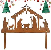Metal Nativity Scene Silhouette - Outdoor Nativity Scene | Weatherproof Nativity Set for Christmas Decoration, Waterproof Christmas Yard Garden Porch Decoration Home