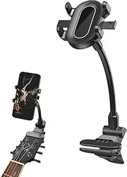 Guitar Head Phone Holder, Mobile Phone Bracket for Guitar Headstock, Multifunctional Clip, Adjustable and Secure, Perfect Smartphone Stand for Video Recording, Bass, Ukulele