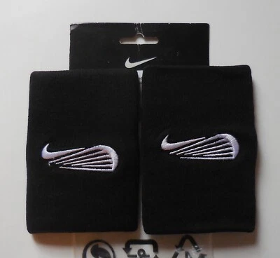 Nike Doublewide Wristbands Lifestyle Lacrosse Sport Swoosh Black/White One Pair