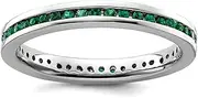 [JewelryWeb] 2.5mm 925 Sterling Silver Channel set Stackable Expressions Polished Created Emerald Ring Jewelry Gifts for Women - Ring Size Options Range: J to T