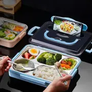 304 Stainless Steel Plate Student Canteen Microwave Bento Heating Portable Fast Food Insulation Compartments Lunch Box