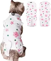 Cat Recovery Suit Female Kitten Surgical Recovery Suit, Cat Onesie for Cats After Surgery Cat Spay Recovery Suit, Kitten Surgery Recovery Onesie for Abdominal Wounds Alternative (Flower, M)