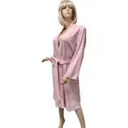 NWT$59 N Natori Nirvana Brushed Terry Wrap Robe LARGE Pink w Pockets Rayon Blend