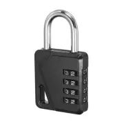 4 Digit Combination Padlock, Zinc Alloy Resettable Combination Lock, Black
