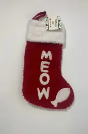 Meow Holiday Pet Cat RED AND WHITE CHRISTMAS STOCKING