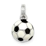 Sterling Silver Black & White Enameled Soccer Ball Charm