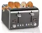 Toaster 4 Slice, Stainless Bread Toaster Colorful LCD Display, 7 Dark Metallic