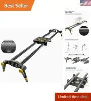 Upgraded 31.5 in Carbon Fiber Camera Slider, 80cm Dolly Track Rail, Smooth Be...