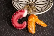 Keyring (Keychain) Chicken Wings & Octopus Keychain Food Sample From Japan