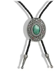 [Yjfeshion] Mens Western Bolo Tie Cowboy Longhorn Bull Design Handmade Leather Necktie for Husband Dad Gift