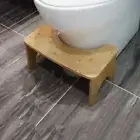 Bamboo Toilet Stool Adults 6.5" Bathroom Potty Squatting Ergonomic + No Slip Mat