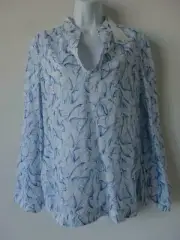 NWT TORY BURCH White Ellora Blue Multi Cotton Stephanie Tunic Blouse Top Small