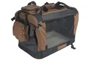 YES4PETS Large Fordable Pet Dog Puppy Soft Crate With Curtain-Brown