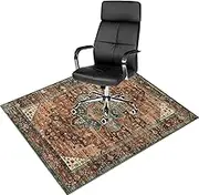 Anidaroel 48''x60''Chair Mat for Hardwood Floor/Tile Floor,Desk Chair Hard Floors,Under Desk Rug Protector Rolling Chair,Computer Gaming Mat,Low Pile Carpet Floor Mat,Brick Red/Dull Teal