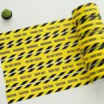 BLACK TEXT, YELLOW BACKGROUND, COLORED WARNING TAPE, ENGLISH