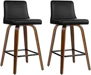[Artiss] Bar Stools Stool Set of 2 Swivel Kitchen Counter Barstools Dining Chair Chairs Black Wood Legs in 66cm Seat Height Floor for Home Bar Dining Room Cafe Outdoor Indoor