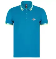 Replay Mens Polo Shirt Contrast Stripe Knit Ribbed Collar Pique Cotton in Blue